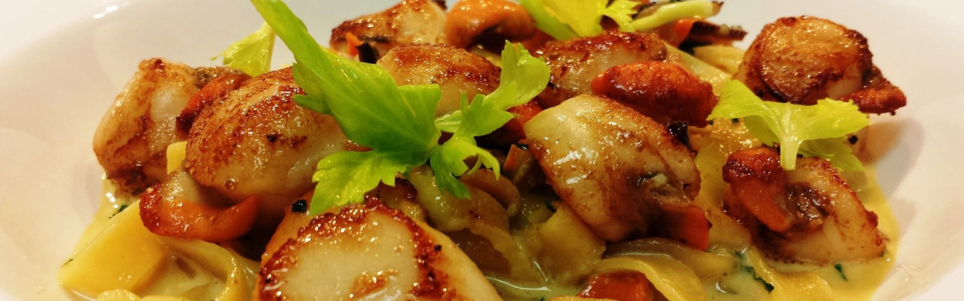 Whangamata scallops | shiitake cream | hand made tagliatele